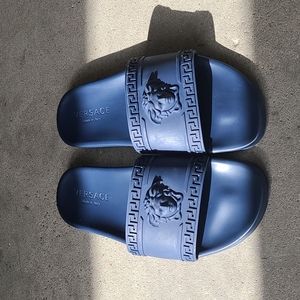 Used Versace Navy Blue Slides